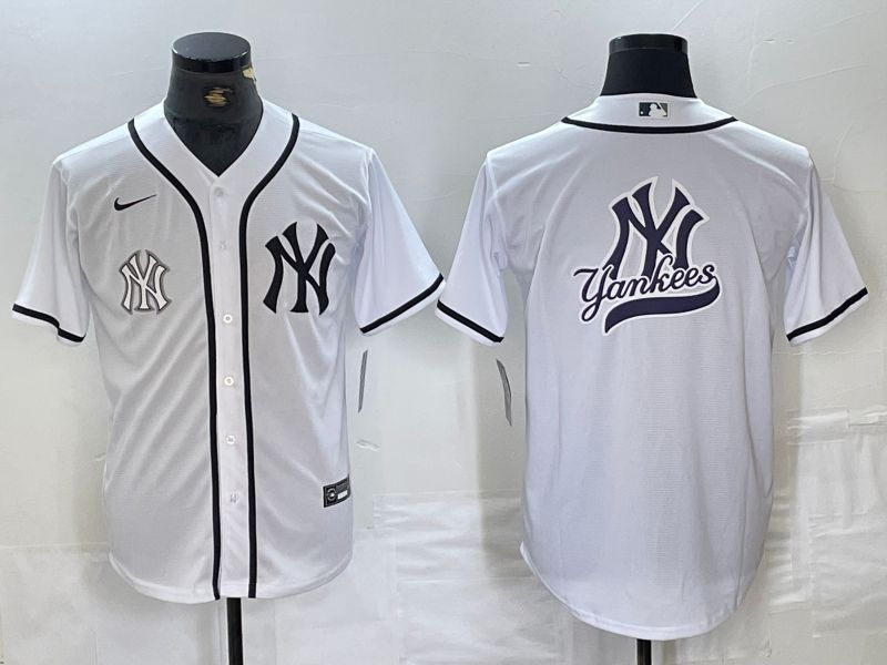 Men New York Yankees Blank White Third generation joint name Nike 2024 MLB Jersey style 14